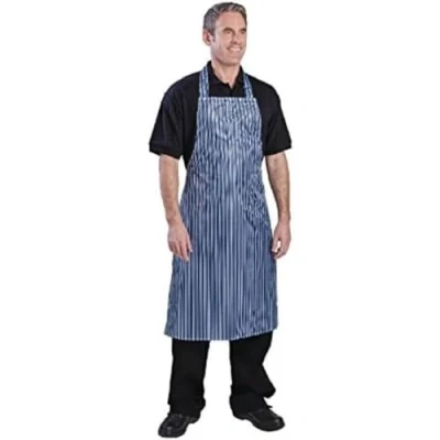Image of Whites Chefs Clothing A580 100% Waterproof Nylon Apron, Blue/White Stripe