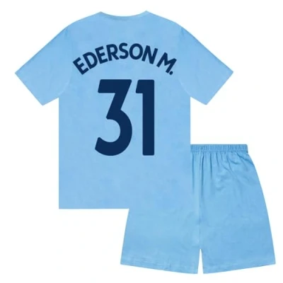 Image of Manchester City F.C. Boys Ederson M. 31 Sublimation Short Pyjamas Navy 12 13 Years