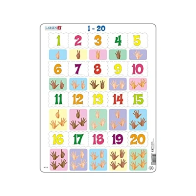 Image of Larsen AR18 Learn to Count: Numbers from 1 20, 20 Piece Boxless Tray &amp; Frame Jigsaw Puzzle