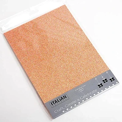 Image of Italian Options 250GSM Non Shed Glitter Card Craft Paper 10 Sheets, A4 Size, Peach