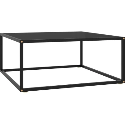 Image of vidaXL Coffee Table Black with Glass 80x80x35 cm