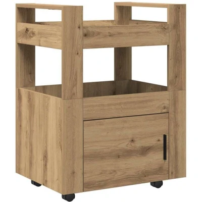 Image of vidaXL Kitchen Trolley Artisan Oak 60x45x80 cm Engineered Wood