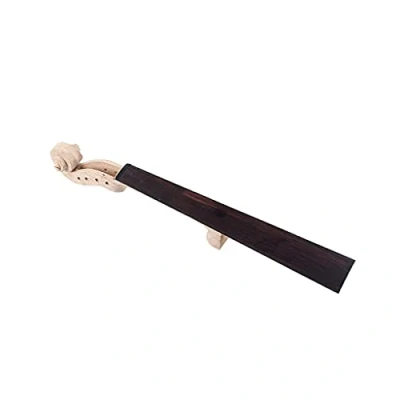 Image of Alnicov 4/4 Size Violin Neck Head Unfinished Ebony Fingerboard With Hand Carved Scroll for Fiddle Replacement Accessory