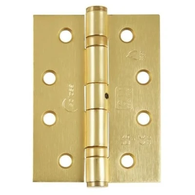 Image of Eclipse Steel Ball Bearing Door Hinges, 4 Inch 102mm, Grade 11, Fire Rated, One Pair &amp; Screws (Satin Brass)