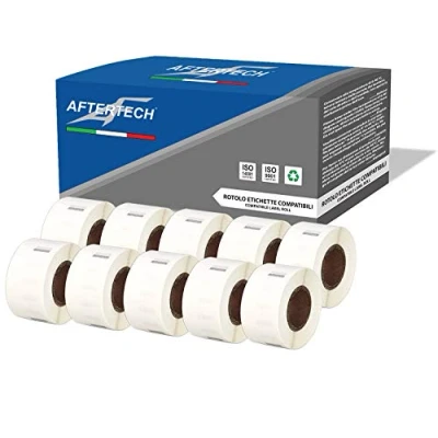 Image of Aftertech 10x 99017 12.5 x 51 mm Compatible Adhesive Labels Rolls (220 Labels/Roll = 2200 Total) for Dymo LabelWriter Seiko SLP Printer Labeling Machines S0722460 10x99017