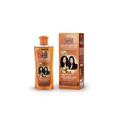 Image of First Lady Herbal (Ayurvedic) ARGAN Hair Oil 300ml For Exotic Shine &amp; Softness With Olive Castor Afro Asian European Types