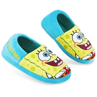 Image of SPONGEBOB SQUAREPANTS Kids Slippers Boys Girls Character (UK child 1, Blue/Yellow)