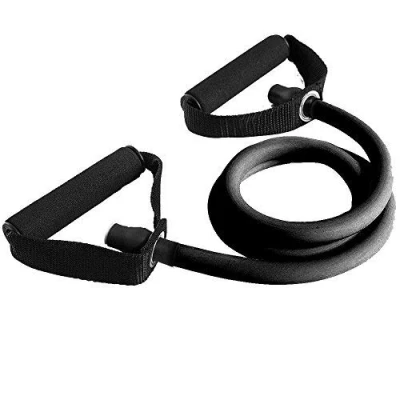 Image of 1ne Fitness® Resistance Exercise Bands Set with Handles Elastic Stretch Tubes Cords For Fitness Workout Training Heavy Duty Quality Stretching Tube Loop Band Black 85lbs