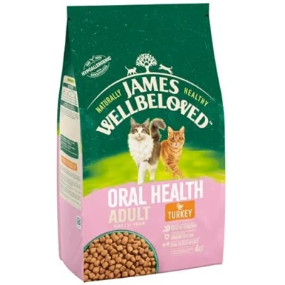 Image of James Wellbeloved Adult Oral Health Turkey 4 kg Bag, Hypoallergenic Dry Cat Food