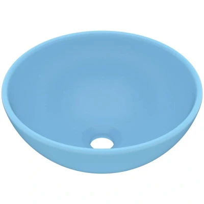 Image of vidaXL Luxury Bathroom Basin Round Matt Light Blue 32.5x14 cm Ceramic