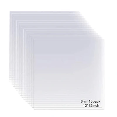Image of 15 Pack 6 Mil Mylar Sheets, 12 x 12inch Clear Blank PET Stencil Material, Make Your Own Compatible Vinyl Cutting Maching