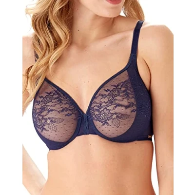Image of Gossard Women&#039;s Glossies Lace Sheer Bra Molded, Eclipse, 34B