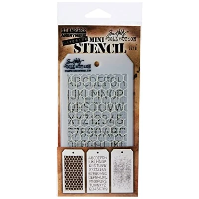 Image of Stampers Anonymous Tim Holtz Mini Layered Stencil Set #8,Multicolor,8.61x21x0.2 cm