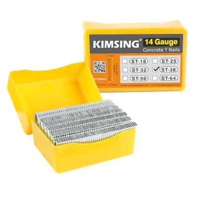 Image of KIMSING 14 Gauge 38mm Hardened Galvanized Finish Nails, 800 PCS/Box, Concrete T for Heavy Duty Concrete, Woodworking Nailing, Masonry