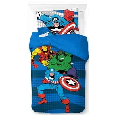 Image of Jay Franco Marvel Comics Avengers 100% Cotton Single Duvet Cover Set Includes 50 x 70 cm Pillowcase