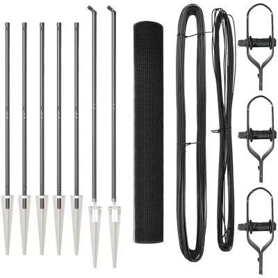 Image of vidaXL Welded Wire Fence with 7 Spike Posts Grey 1,2x10 m Steel