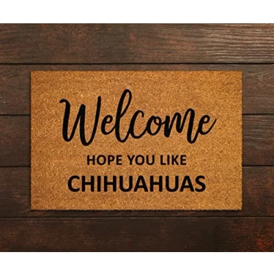 Image of Traqunn Welcome Hope You Like Chihuahuas Doormat,Welcome Door Mat,Chihuahuas Funny Doormats,Welcome Dog Breed Mats 30X18 In