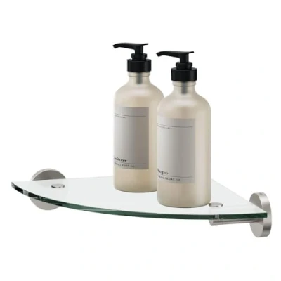 Image of Tiger Boston Corner Shelf, Stainless Steel Brushed, 25.4 x 5 cm