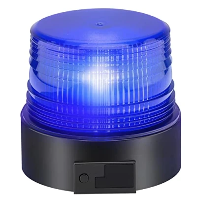 Image of Led Battery Strobe Light, 12 24V Blue Emergency Magnetic Flashing Warning Beacon for Truck Vehicle