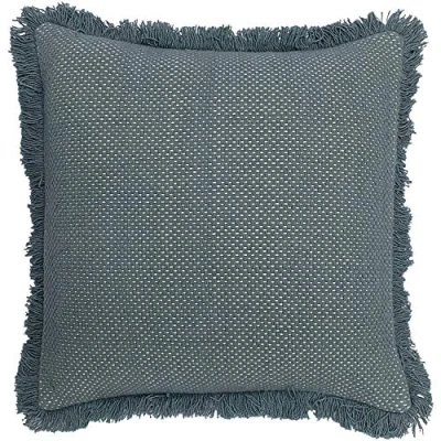 Image of furn. Sienna Twill Woven Fringed Cushion Cover Teal Cotton One Size