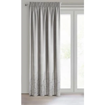Image of Eurofirany MIRELA Velvet Curtain, Curtain with Ruffle Tape, 1 Piece, Golden Pattern, Blackout, Glamour, Elegant for Living Room, Bedroom, 140 x 270 cm, Beige