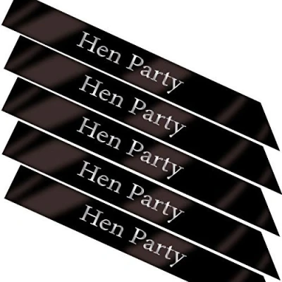 Image of HENBRANDT Hen Party Sashes 5 PACK Deluxe Black &amp; Silver