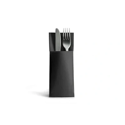Image of Alvotex Airlaid 50 Cutlery Bags Fabric Like Disposable Napkin, Paper, Black, 40 x 32 cm (50er Set)