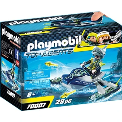 Image of PlayMOBIL 70007 Top Agents Team S.H.A.R.K. Rocket Rafter, Fun Imaginative Role Play, PlaySets Suitable for Children Ages 4+