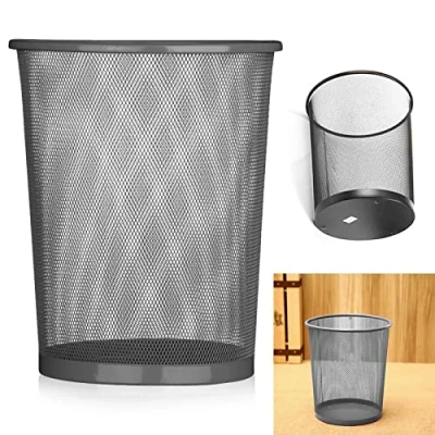 Image of ARA CHOICE Colourful Metal Mesh Waste Bin Rubbish Paper Net Basket Home Office Durable and easy to use Recycling for Bedrooms Multi Colour. (Silver)