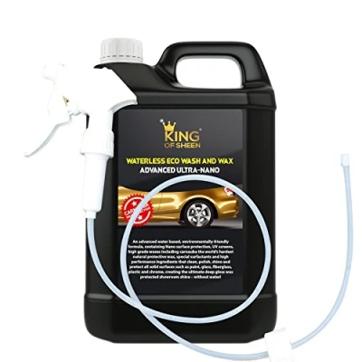Image of King of Sheen, Waterless Car Wash and Wax with Carnauba Nano Polymers for Unbeatable Protection a Lasting Shine 4 Litre Jerrycan Long Hose Trigger Sprayer