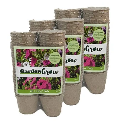 Image of Thompson &amp; Morgan Garden Biodegradable Plant Fibre Seed Pots for Seeds, Seedlings Cuttings, An Eco friendly Alternative to Plastic (144)