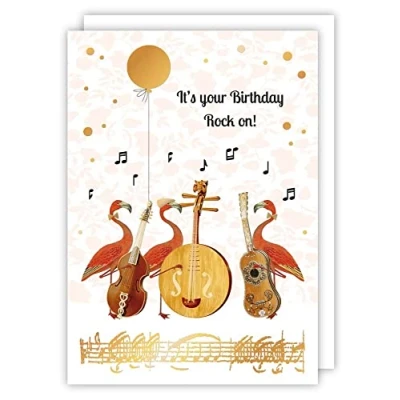 Image of Quire Collections Piet Card Birthday Rock On, Orange, 115x163mm