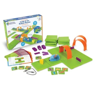 Image of Learning Resources Code &amp; Go Robot Mouse Activity Set Rechargeable, Toys for 4 Year Old Boys and Girls, Screen Free Interactive Programmable