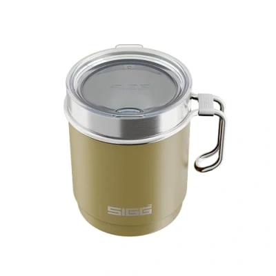 Image of Sigg Camp Thermo Travel Mug Sand with Tritan Lid &amp; Handle Dishwasher Safe BPA Free 18/8 Stainless Steel Camping Hiking Dark Beige 0.36L