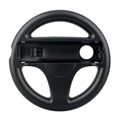 Image of OSTENT Mario Kart Racing Games Steering Wheel Compatible for Nintendo Wii Remote Controller Color Black