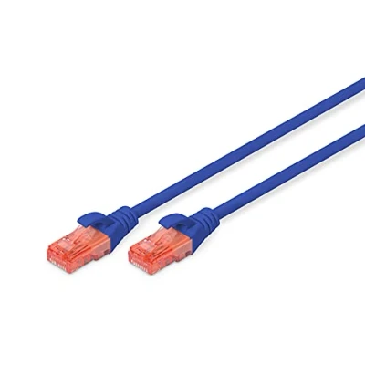 Image of DIGITUS CAT 6 U UTP patch cable, 10m, network LAN DSL Ethernet LSZH, copper, AWG 26/7, blue