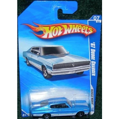 Image of HOT WHEELS 2010 MUSCLE MANIA 07 OF 10 BLUE OVER WHITE &#039;67 DODGE CHARGER