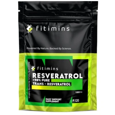 Image of Trans Resveratrol 1000mg Daily Support Supplements Reduce Cholesterol, Boost Weight Loss, Improve Metabolism 2 Month Supply 120 Vegan Capsules Fitimins