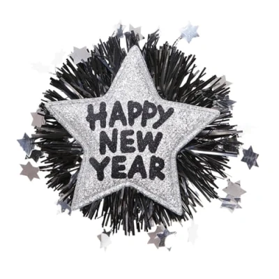 Image of Silver Happy New Year Brooches Roman Jewellery for Fancy Dress Costumes Accessories Accessory