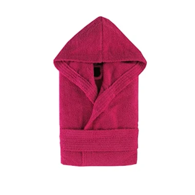 Image of Top Towels Women&#039;s Bathrobe Men&#039;s Unisex 100% Cotton 500 g/m2 Terry Hooded Fuchsia L