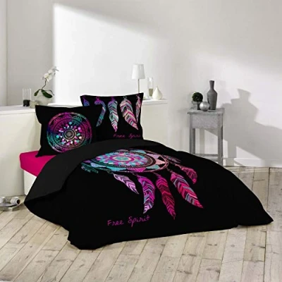 Image of Douceur d&#039;Intérieur Bed Linen 3 P 42 Thread Count, Cotton, Multicoloured, Big