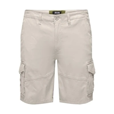 Image of ONLY &amp; SONS Men&#039;s Onsdean Mike Life 0032 Cargo Shorts Noos, Moonbeam, S