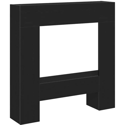 Image of vidaXL Fireplace Surround Black Oak Engineered Wood Mantel for Electric Flames with Functional Shelf, 81x18x82 cm Living Room Decor