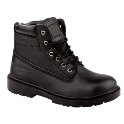 Image of Men&#039;s Leather Padded Collar and Tongue Steel Toe Cap Ankle Safety Boots Lace Up Work Hiker Shoes UK Sizes 5 14 (BLACK WF302, uk_footwear_size_system, adult, men, numeric, medium, numeric_11)