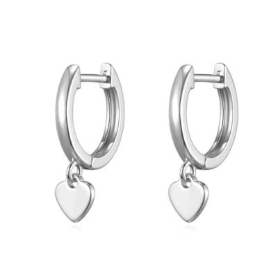 Image of Philip Jones Silver Plated Heart Charm Hoop Earrings