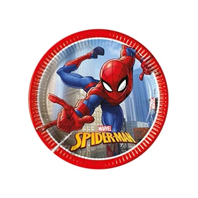 Image of Procos 8 Paper Plates Spiderman Fighter 20 cm Blue