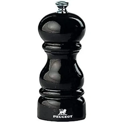 Image of PEUGEOT Paris 12 cm Salt Mill Classic Grind System Made with PEFC Certified Wood Lifetime Guaranteed Mechanism in France Black Lacquer Colour
