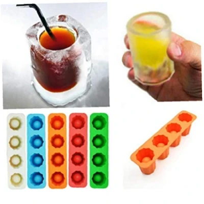 Image of 1pc Ice Shot Glass Mould Silicone Tray 4 Cubes Frozen Shooters Cube Party Drink Maker