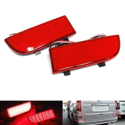 Image of 2x Red Lens Rear Bumper Reflector LED Fog Tail Stop Brake Light For 2003 2014 MB Viano Vito W639