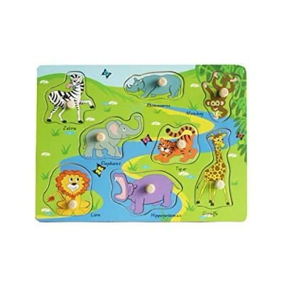 Image of Atoz 65828PB Animals Safari Chunky Peg Puzzle, Multicolor, 30 x 2 22 centimetres
